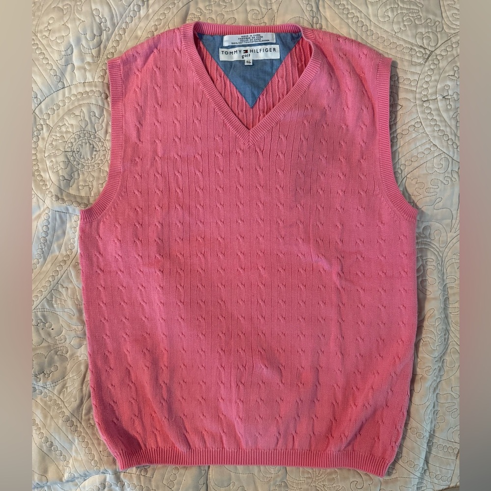 Tommy Hilfiger ladies golf sweater vest small 100% cotton